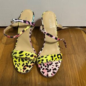 Guess - Bright leopard strapped heels! Worn once